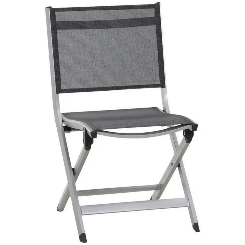 Gartenklappstuhl in Metall, Textil Grau, Silberfarben