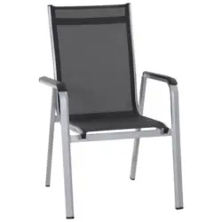 Stapelsessel in Metall, Textil Grau, Schwarz, Silberfarben