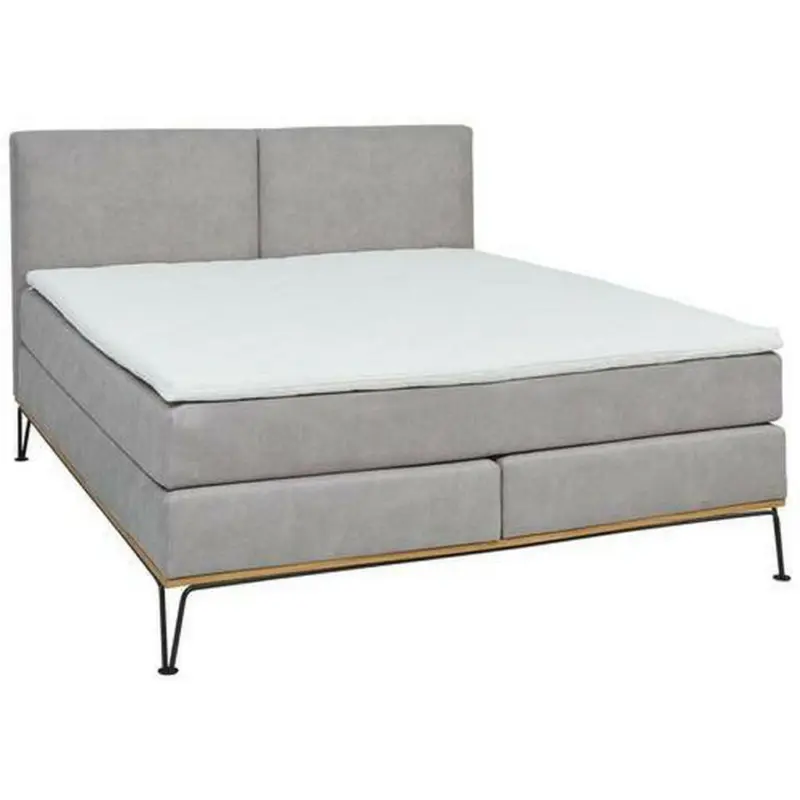Boxspringbett 180/200 cm in Eichefarben, Hellgrau