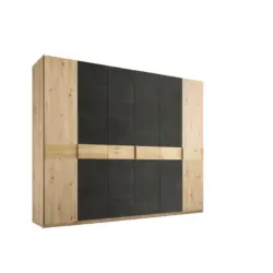 Drehtürenschrank in Schwarz, Eiche Artisan