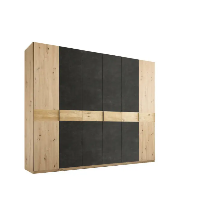 Drehtürenschrank in Schwarz, Eiche Artisan