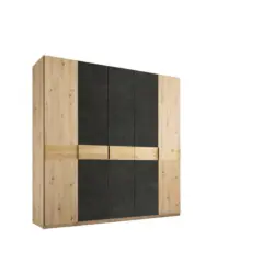 Drehtürenschrank in Schwarz, Eichefarben, Eiche Artisan