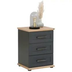 Nachtkästchen in Anthrazit, Eiche Artisan