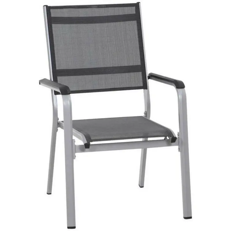 Stapelsessel in Metall, Textil Grau, Silberfarben