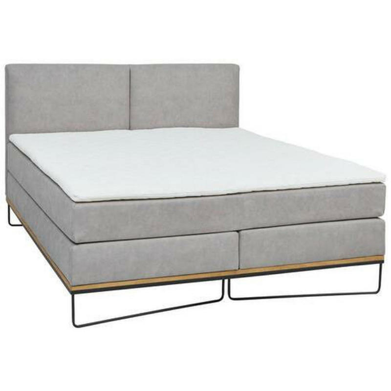 Boxspringbett 200/200 cm in Eichefarben, Hellgrau