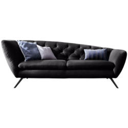 Chesterfield-Sofa in Mikrofaser Schwarz