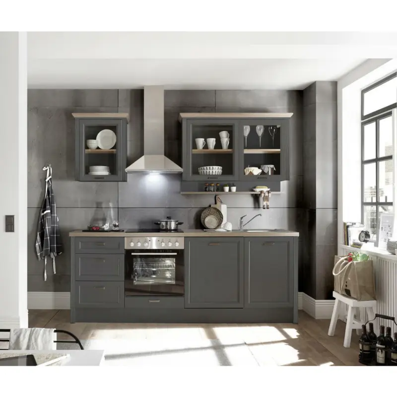 Küchenleerblock 235 cm in Anthrazit, Eiche Artisan
