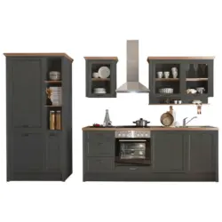 Küchenblock 235+104 cm in Anthrazit, Eiche Artisan