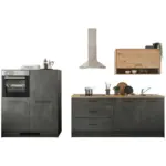 XXXLutz Lauterach - Ihr M&ouml;belhaus bei Bregenz K&uuml;chenblock 203/123 cm in Anthrazit, Grau, Eiche Artisan