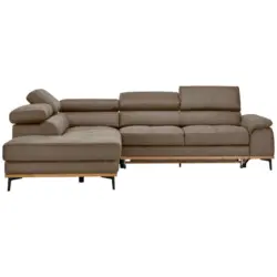Ecksofa in Lederlook Braun