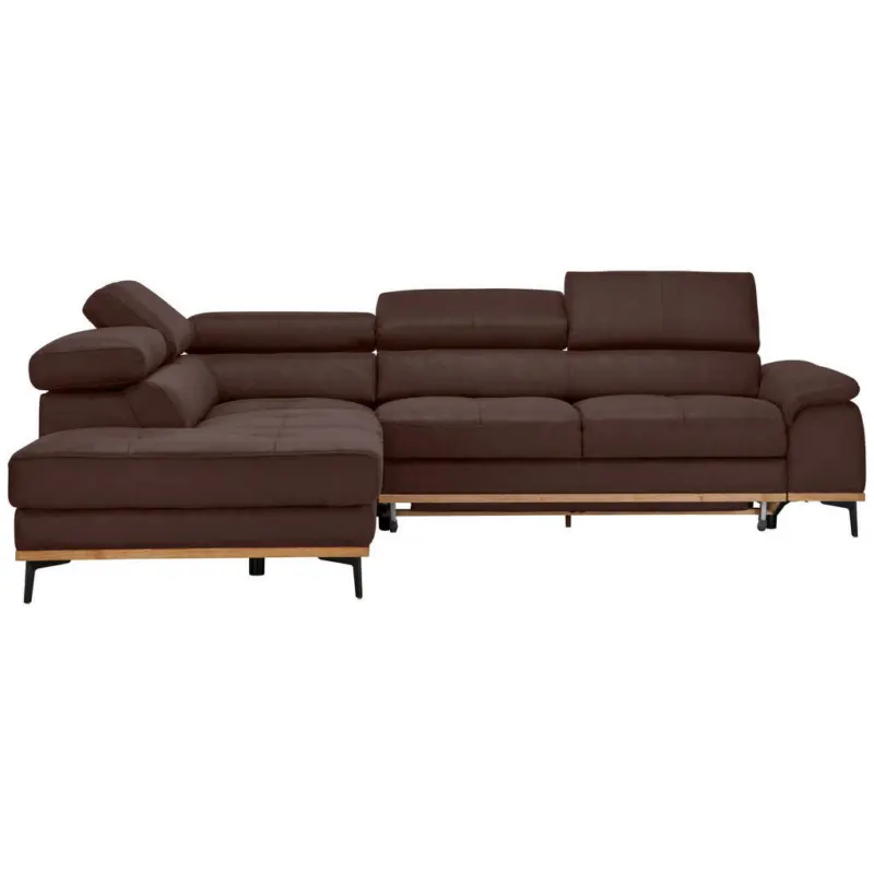 Ecksofa in Lederlook Mokka