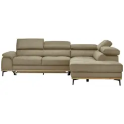 Ecksofa in Lederlook Sandfarben
