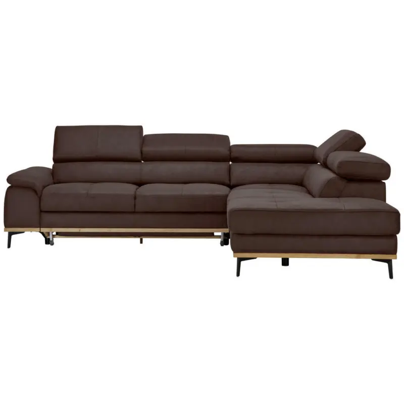Ecksofa in Lederlook Mokka