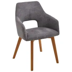 Armlehnstuhl in Holz, Textil Anthrazit, Eichefarben