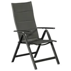 Gartenklappsessel in Metall, Textil Graphitfarben, Dunkelgrau