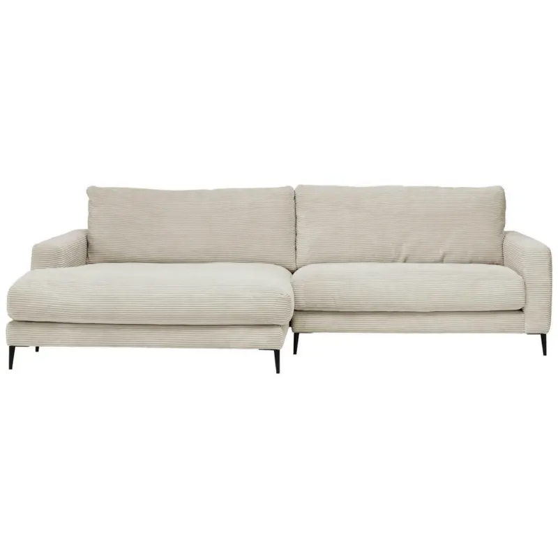 Ecksofa in Kord Naturfarben, Beige