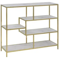 Regal 110/90/30 cm Weiß, Goldfarben