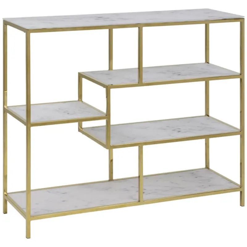 Regal 110/90/30 cm Weiß, Goldfarben