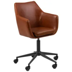 Drehstuhl in Lederlook Braun, Schwarz