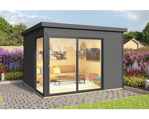 Gartenhaus weka Designhaus 412 Gr. 1 inkl. Fußboden 300 x 300 cm anthrazit