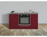 Hornbach Miniküche Stengel Kitchenline MKB150 150x60 cm Becken rechts Rot glänzend mit Kochfeld