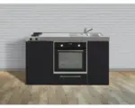 Hornbach Miniküche Stengel Kitchenline MKB150 150x60 cm Becken rechts Schwarz matt mit Kochfeld