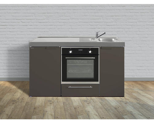 Miniküche Stengel Kitchenline MKB150 150x60 cm Becken rechts Mokka metallic matt