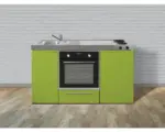 Hornbach Miniküche Stengel Kitchenline MKB150 150x60 cm Becken links Grün glänzend mit Kochfeld