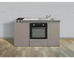 Hornbach Miniküche Stengel Kitchenline MKB150 150x60 cm Becken rechts Sand matt mit Glaskeramikkochfeld