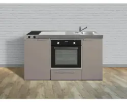 Miniküche Stengel Kitchenline MKB150 150x60 cm Becken rechts Sand matt mit Glaskeramikkochfeld