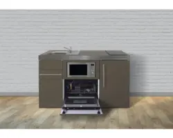 Miniküche Stengel Premiumline MPGSM150 150x60 cm Becken links Mokka metallic matt mit Induktionskochfeld