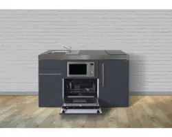 Miniküche Stengel Premiumline MPGSM150 150x60 cm Becken links Grau matt mit Induktionskochfeld
