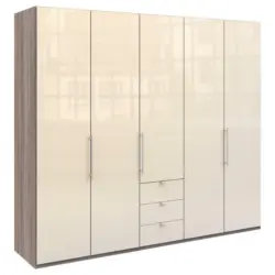 Falttürenschrank in Trüffeleichefarben, Magnolie