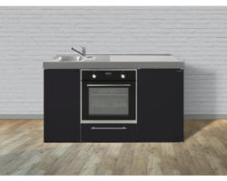 Miniküche Stengel Kitchenline MKB150 150x60 cm Becken links Schwarz matt