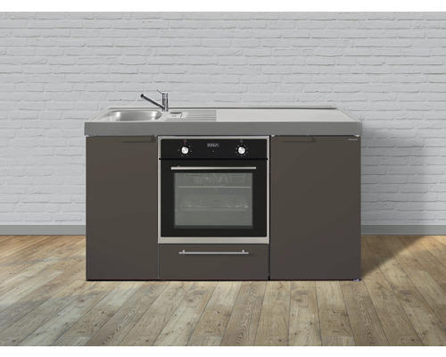 Miniküche Stengel Kitchenline MKB150 150x60 cm Becken links Mokka metallic matt