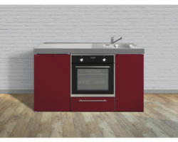 Miniküche Stengel Kitchenline MKB150 150x60 cm Becken rechts Rot glänzend