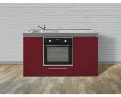 Miniküche Stengel Kitchenline MKB150 150x60 cm Becken links Rot glänzend