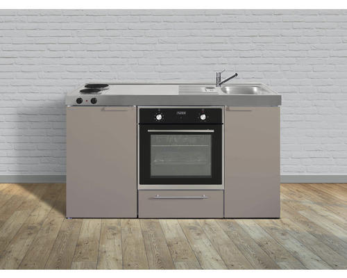 Miniküche Stengel Kitchenline MKB150 150x60 cm Becken rechts Sand matt mit Kochfeld