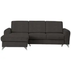 Ecksofa in Flachgewebe Dunkelbraun