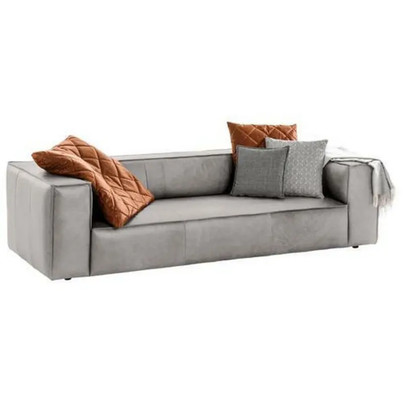 Dreisitzer-Sofa in Leder Hellgrau