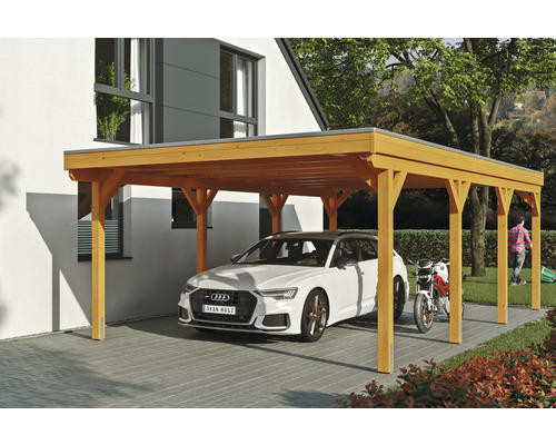 Einzelcarport SKAN Holz Grunewald 427 x 796 cm Eiche hell