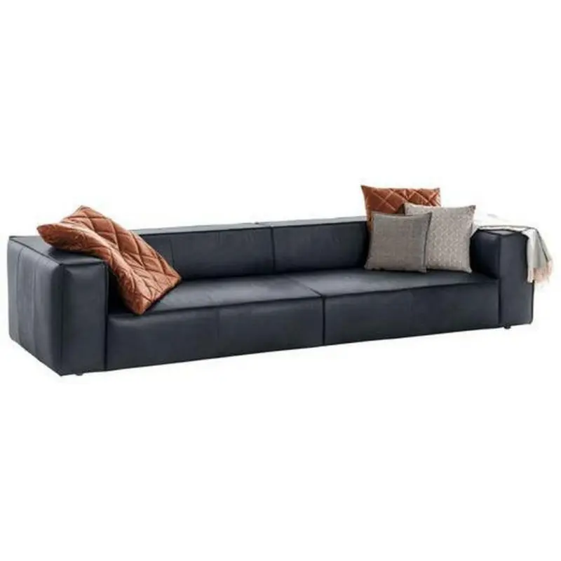 Viersitzer-Sofa in Echtleder Dunkelblau