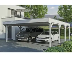 Doppelcarport SKAN Holz Grunewald inkl. EPDM Folie 622 x 796 cm weiß