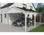 Hornbach Einzelcarport SKAN Holz Fichtelberg inkl. Dachschindeln schwarz 423 x 566 cm weiß