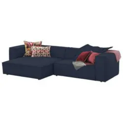 Ecksofa in Echtleder Blau