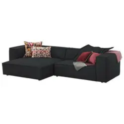 Ecksofa in Echtleder Graphitfarben