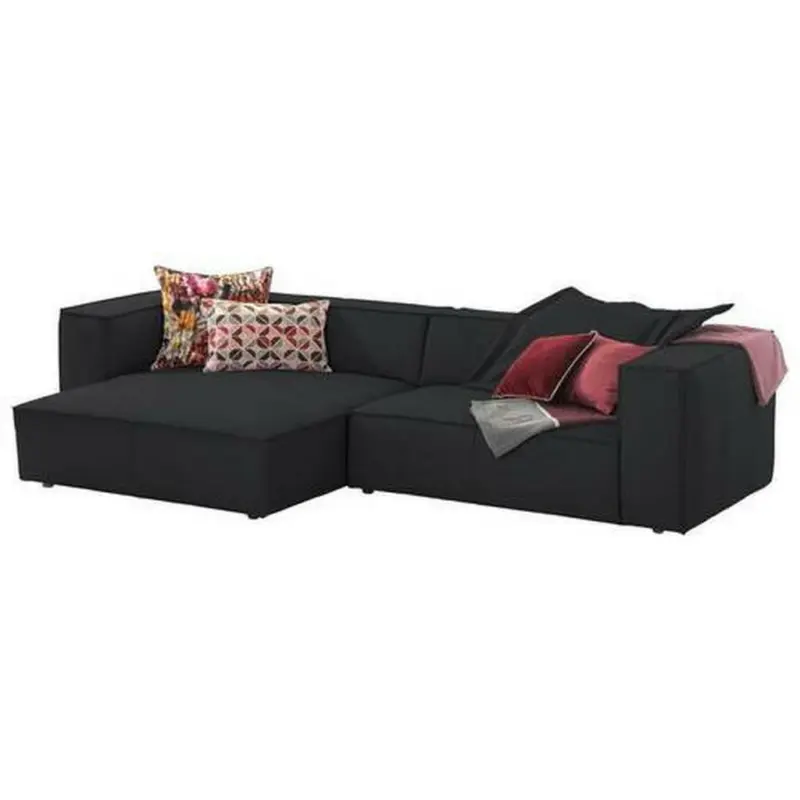 Ecksofa in Echtleder Graphitfarben