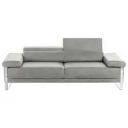 Zweisitzer-Sofa in Echtleder Hellgrau