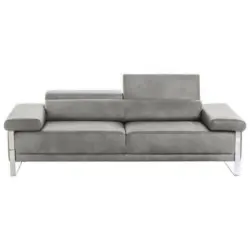 Zweisitzer-Sofa in Echtleder Hellgrau