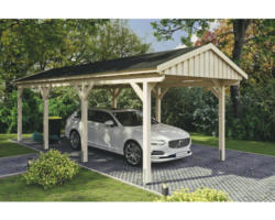 Einzelcarport SKAN Holz Fichtelberg inkl. Dachschindeln schwarz 317 x 808 cm natur